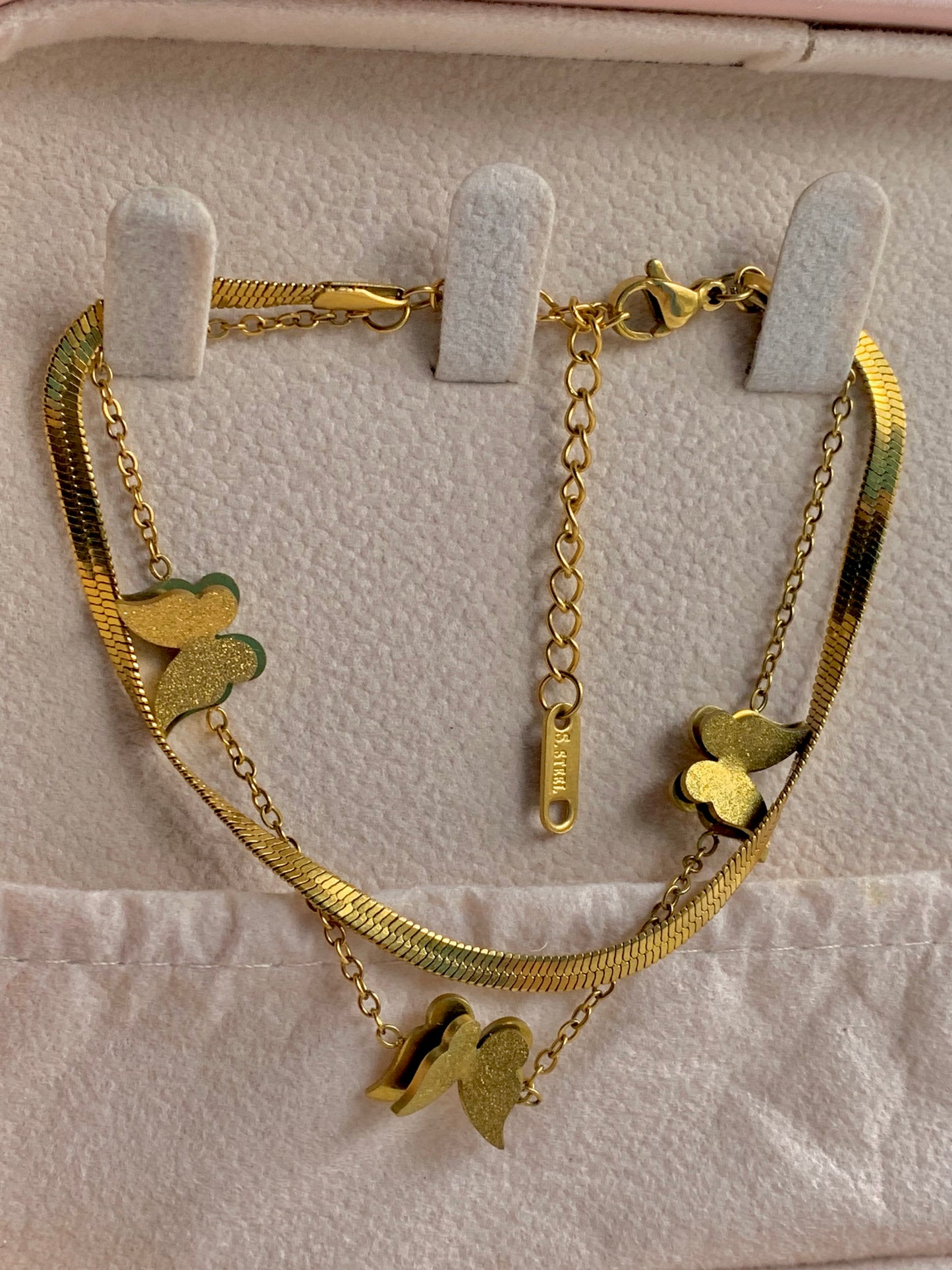 S.steel Butterfly Chained Bracelet