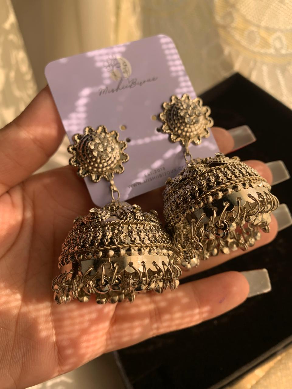 Silver Indian Jhumkay ER-806
