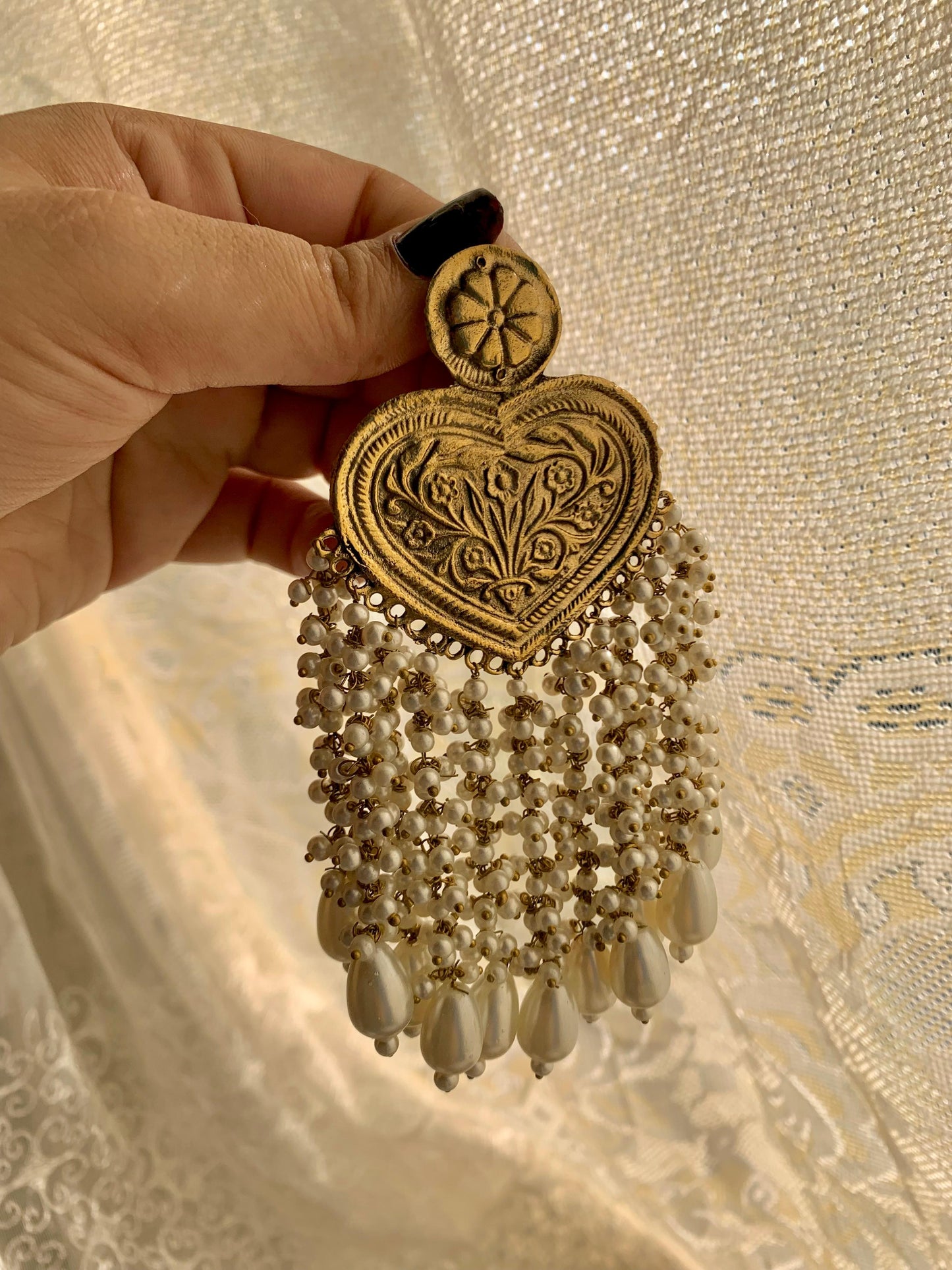 Afghani Pearl Tassel Jhumkay AF-206
