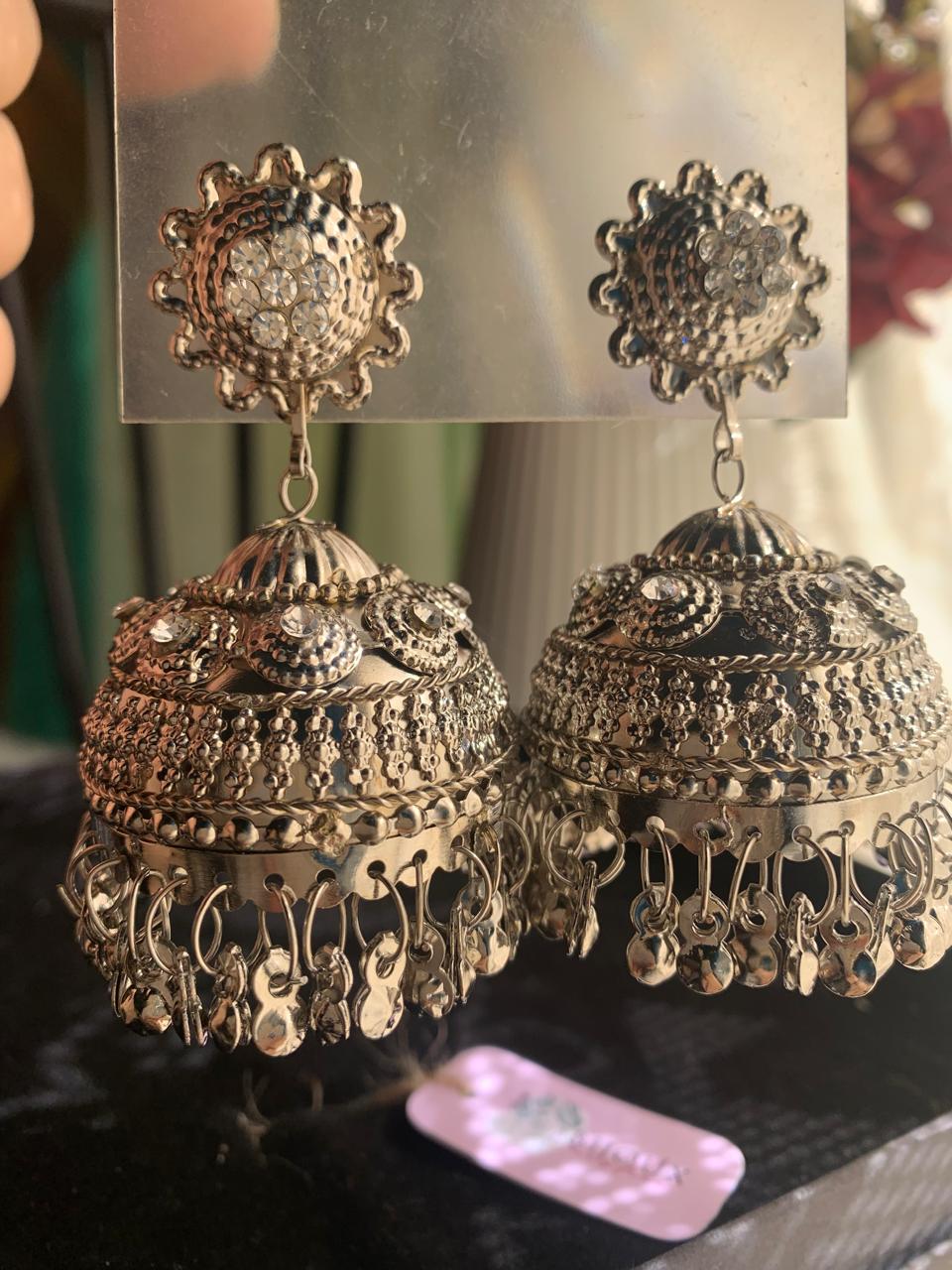Silver Indian Jhumkay ER-806