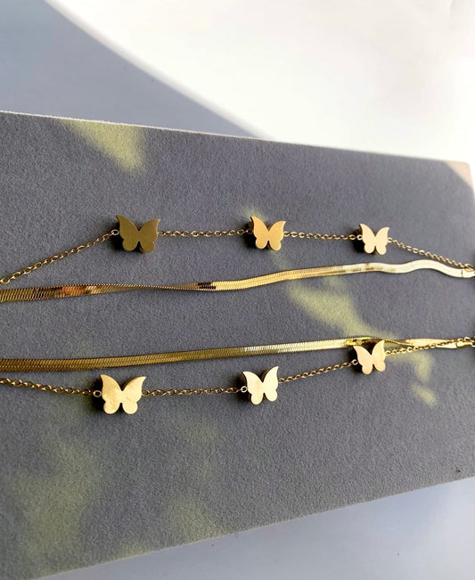 S.steel Butterfly Chained Bracelet