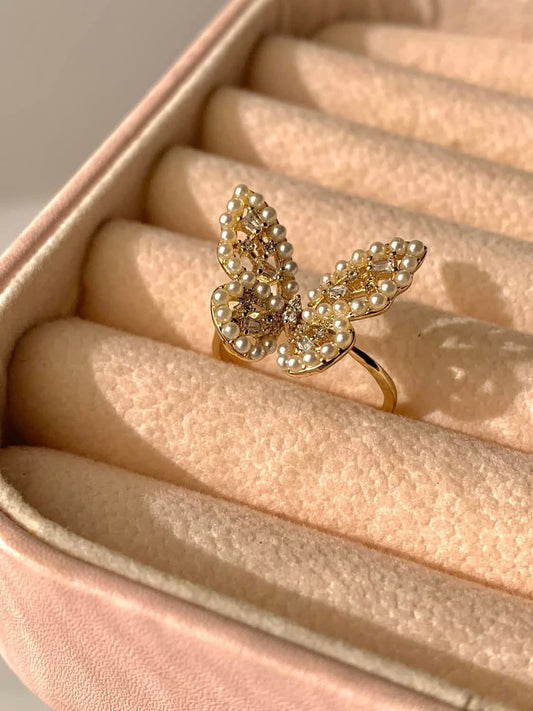 Butterfly Pearl Open Ring