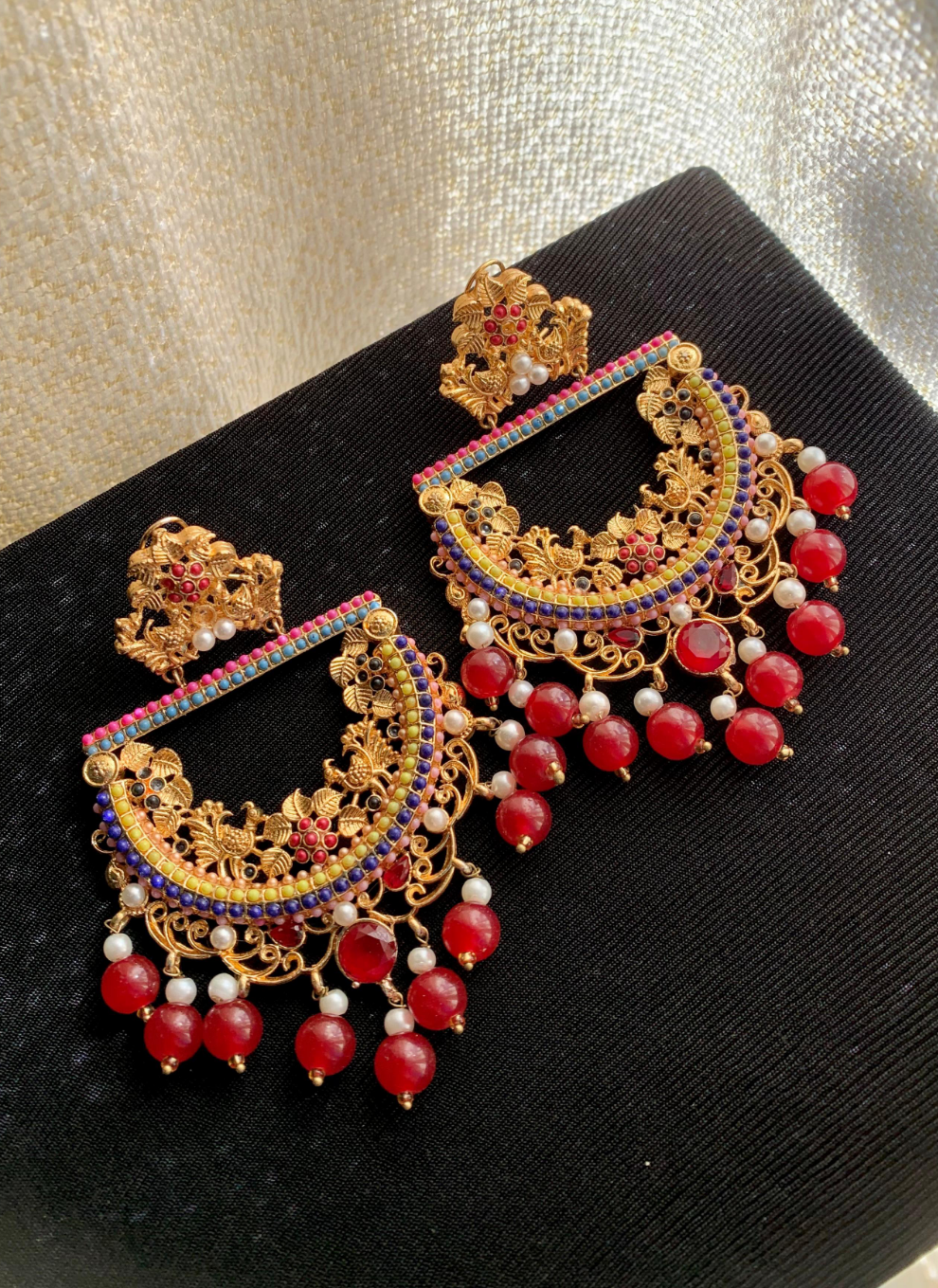 Peacock Earrings Red ER-900
