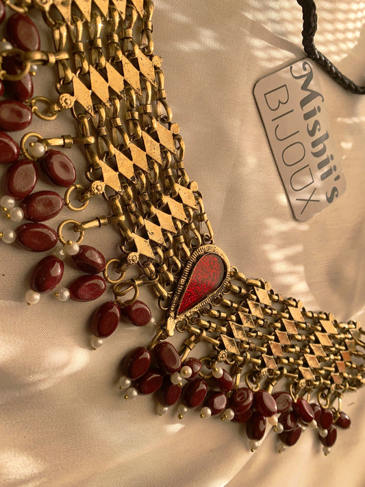 Kuchi Maroon Choker KR-315