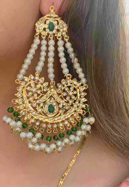 Dangle Pearl Green Earrings ER-909