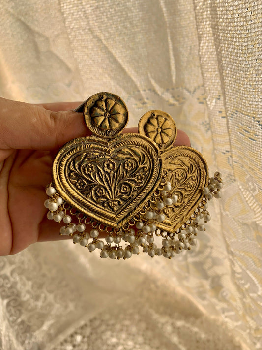 Ivory Gold Afghan Jhumkay