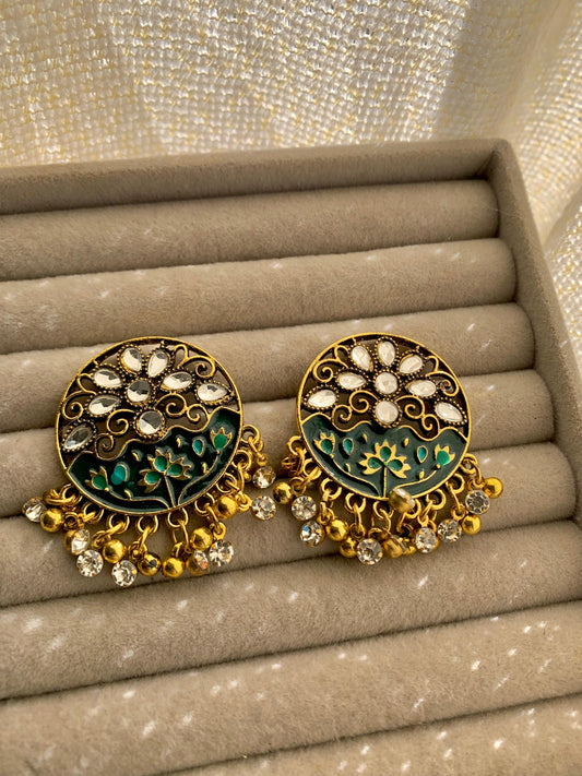Studs Jhumki Green ER-106