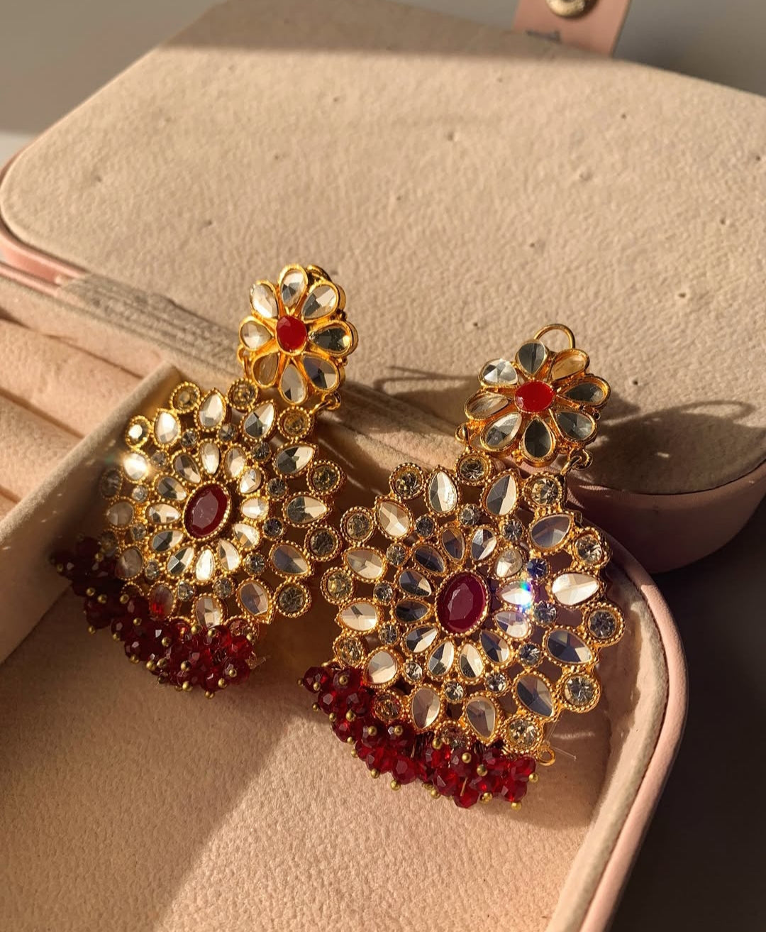 Kundan Earrings Red ER-501