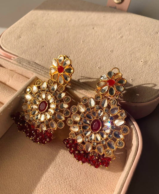 Kundan Earrings Red ER-501