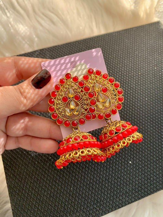 Earrings Beaded Red ER-608