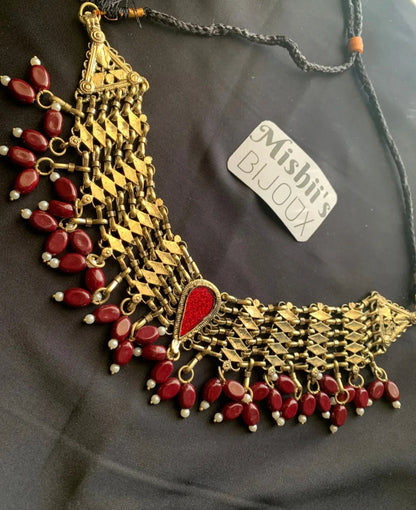 Kuchi Maroon Choker KR-315
