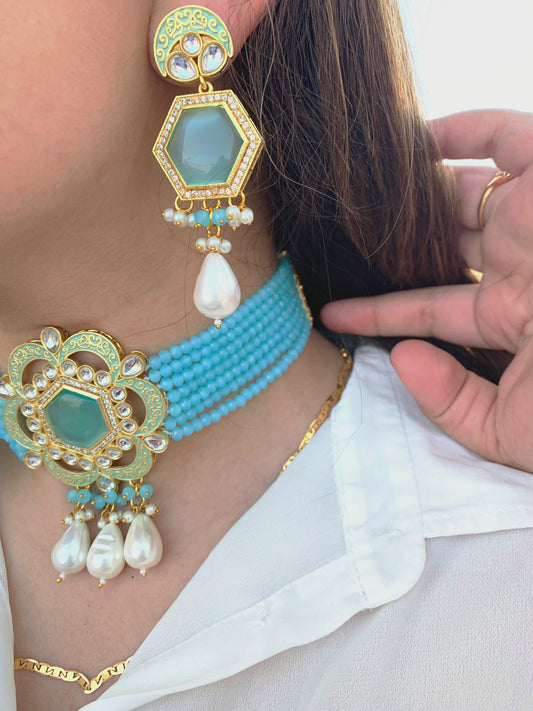 Turquoise Choker Set KR-210