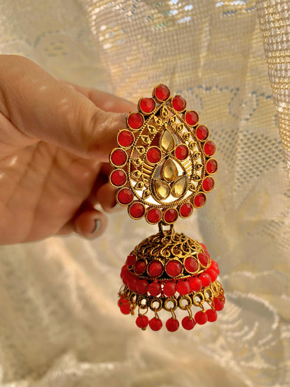 Earrings Beaded Red ER-608